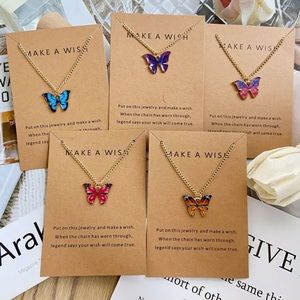 2/$10 NEW! Butterfly Pendant Make A Wish Necklace Card Bobo Cute Dainty